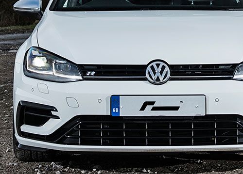 Gray Volkswagen Car with Volkswagen logo with blue gradient overlay